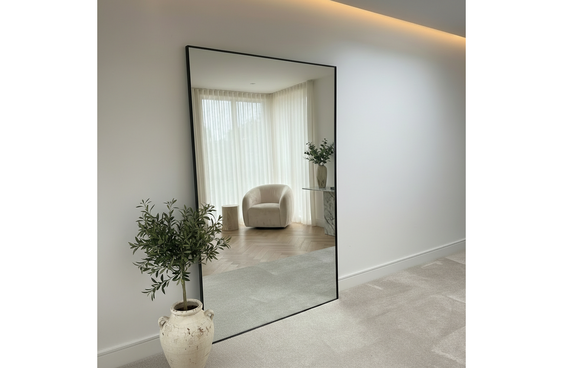 Extra Large Staande Spiegel 120 x 190 cm - Rechthoekig - Zwart