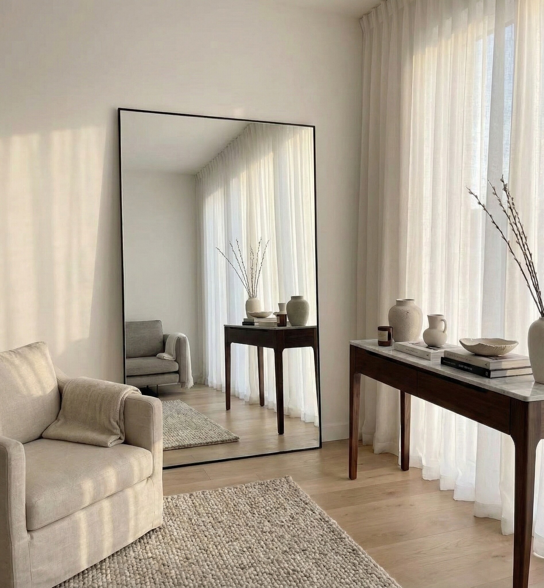 Extra Large Staande Spiegel 120 x 190 cm - Rechthoekig - Zwart