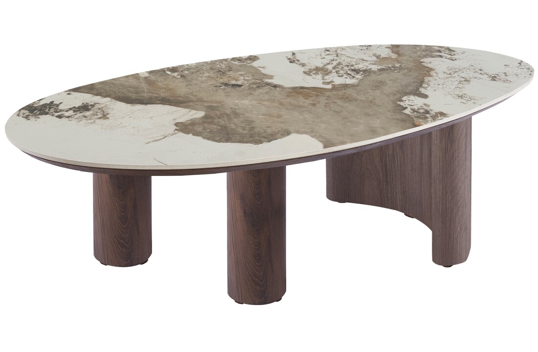 Salontafel Palermo - Bruin - Keramiek - (Marmerlook)