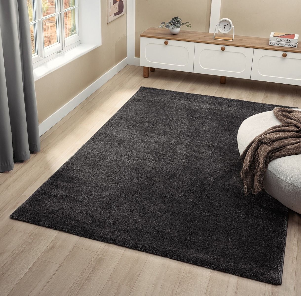 Vloerkleed hoogpolig Asta - Antraciet