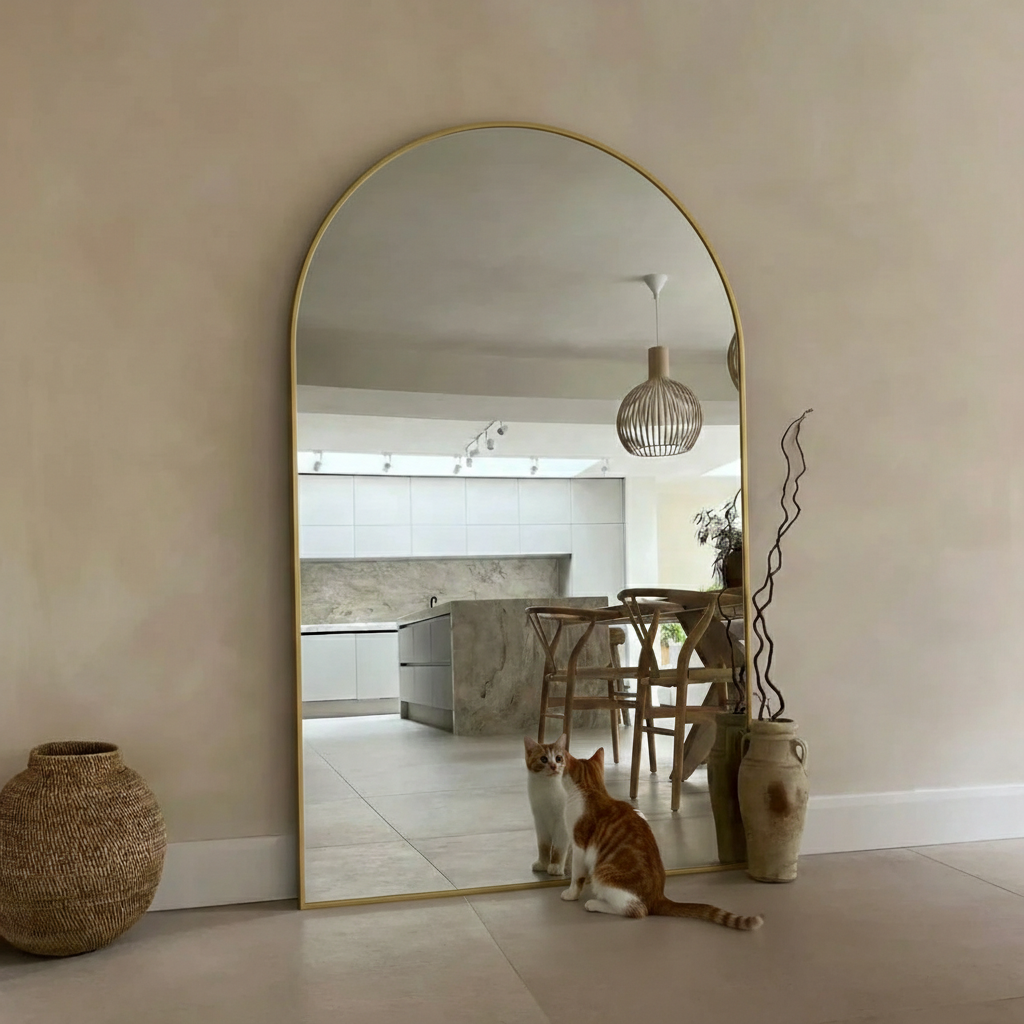 Boogspiegel Goud 100x180 cm - Staand- en Hangsysteem