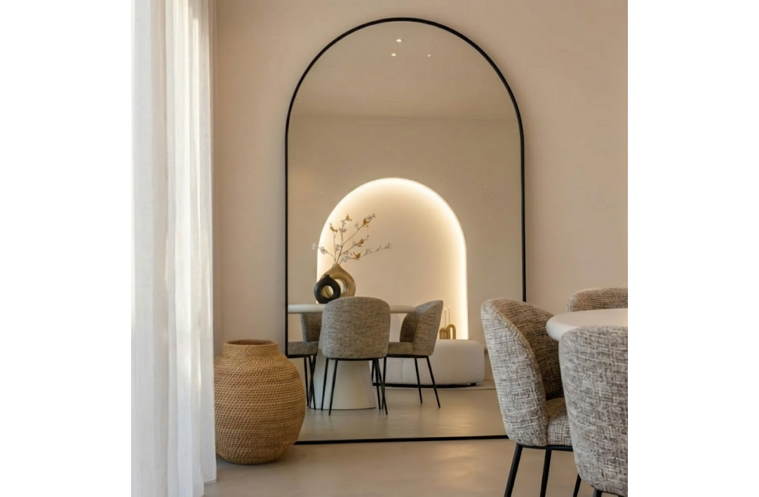 Boogspiegel Zwart 100x180 cm - Staand- en Hangsysteem