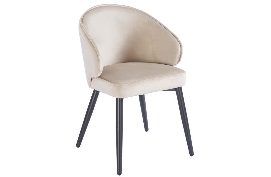 Eetkamerstoel Porto Taupe velvet  - zwart - vast