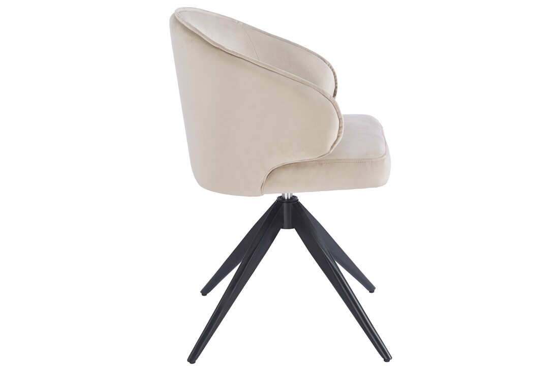 Eetkamerstoel Porto Taupe velvet  - zwart - draai