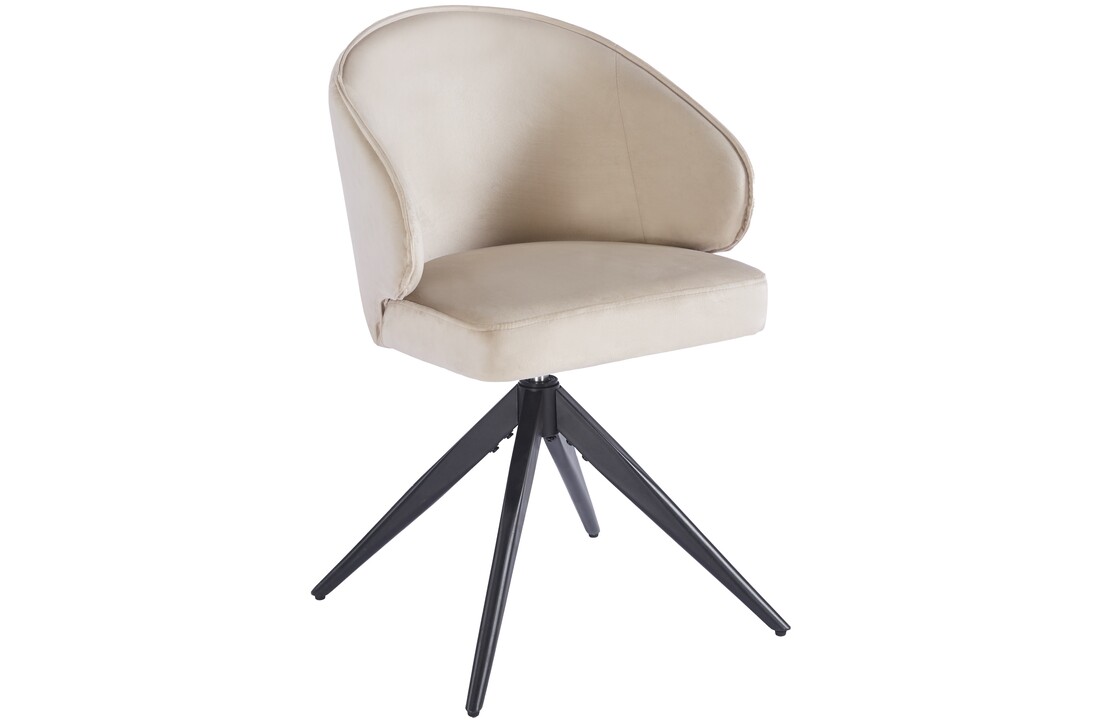 Eetkamerstoel Porto Taupe velvet  - zwart - draai