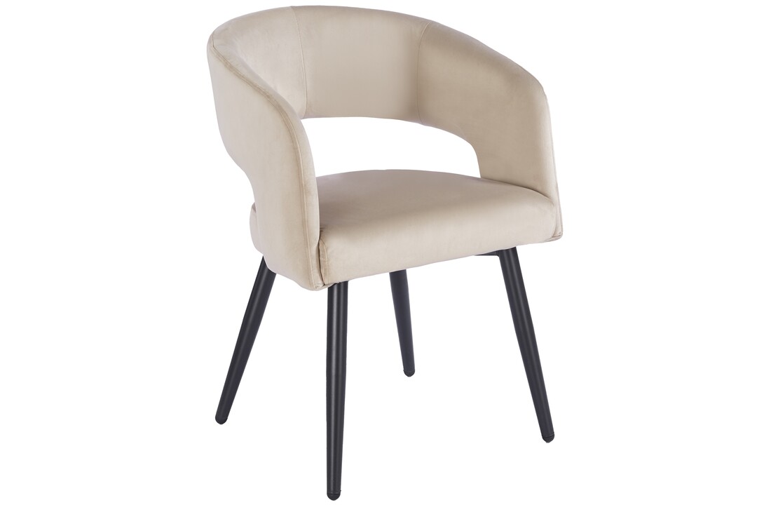 Eetkamerstoel Vigo Taupe velvet  - zwart - vast