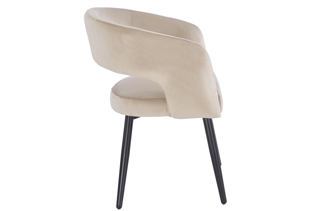 Eetkamerstoel Vigo Taupe velvet  - zwart - vast