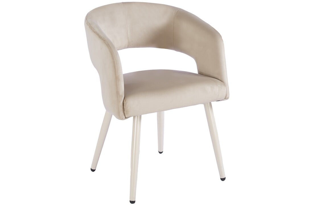 Eetkamerstoel Vigo Taupe velvet - beige - vast