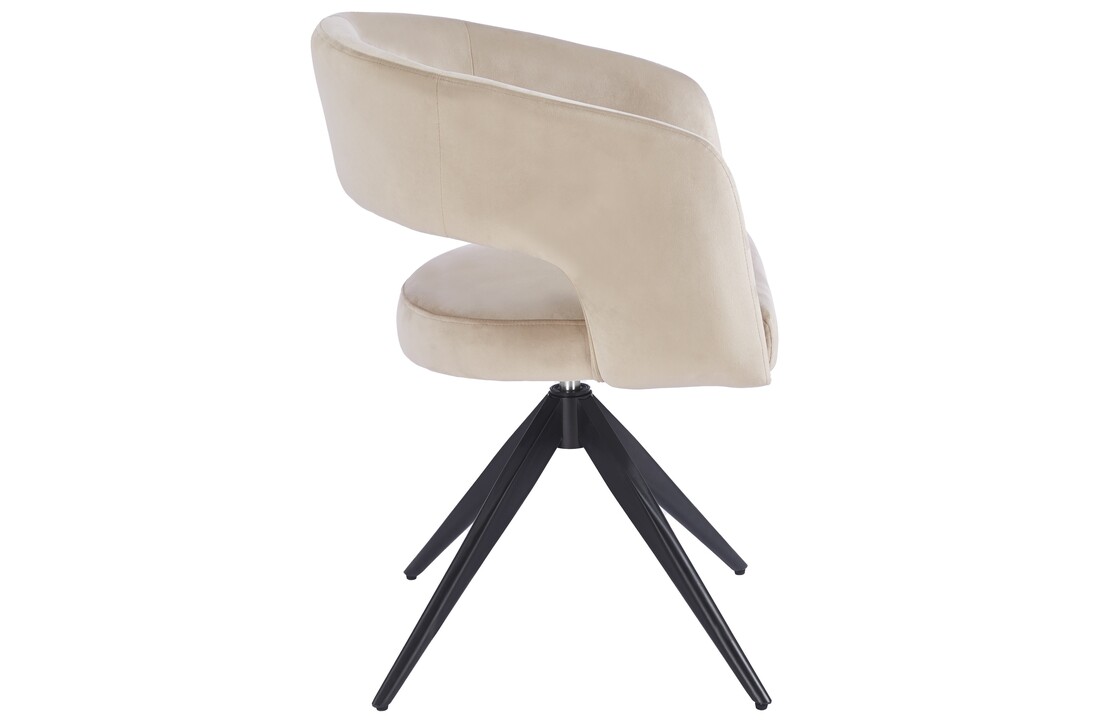 Eetkamerstoel Vigo Taupe velvet  - zwart - draai