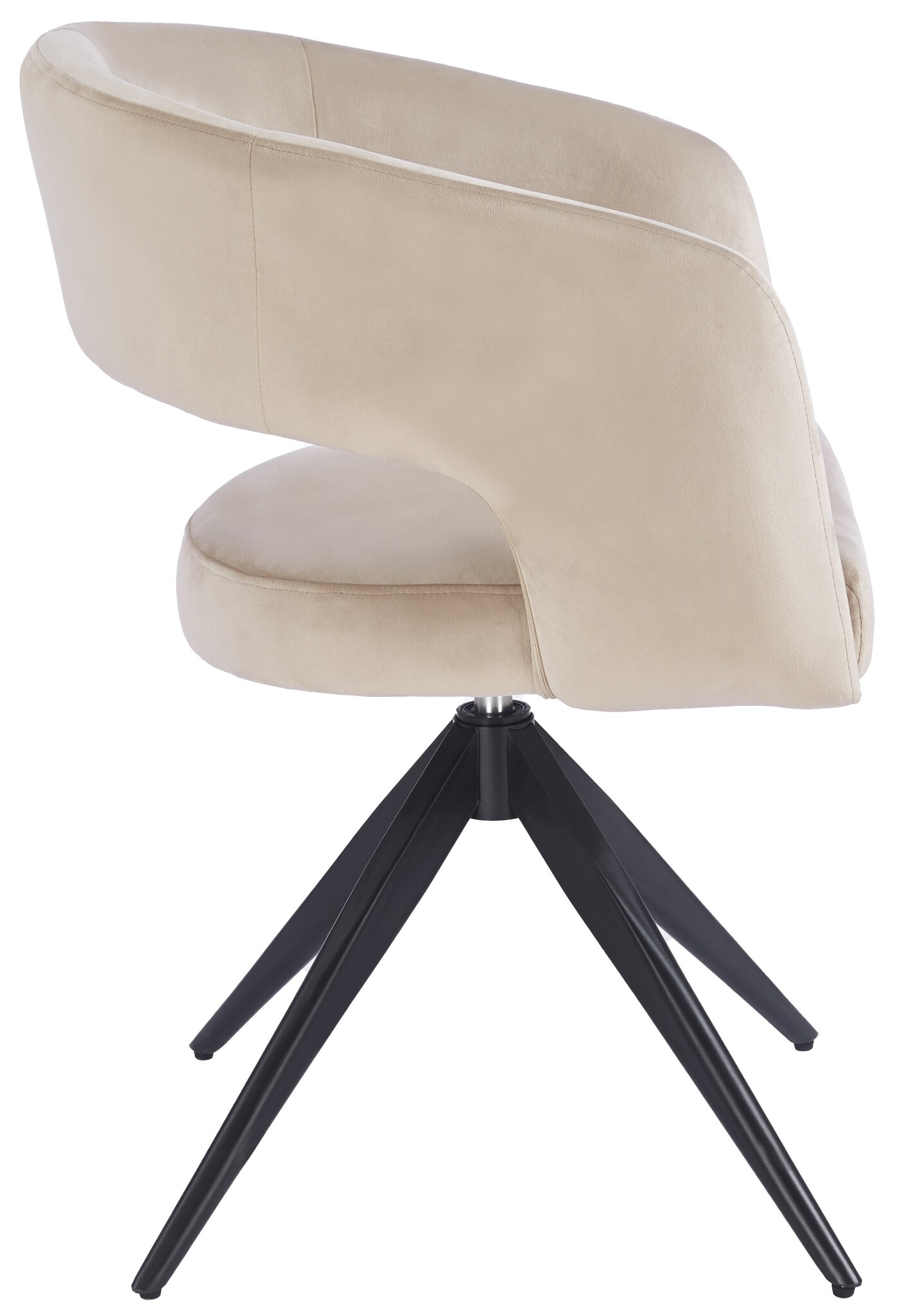 Eetkamerstoel Vigo Taupe velvet  - zwart - draai