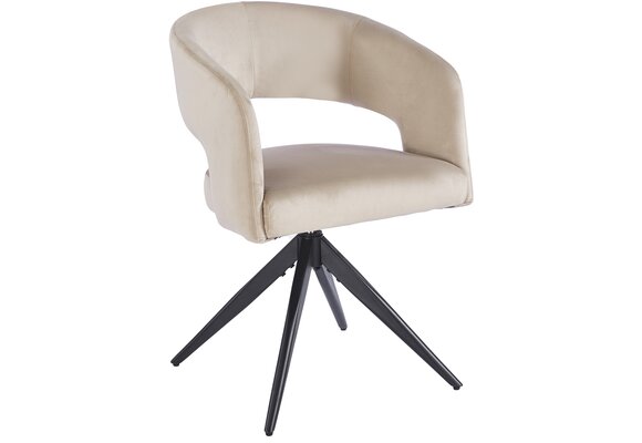 Eetkamerstoel Vigo Taupe velvet  - zwart - draai