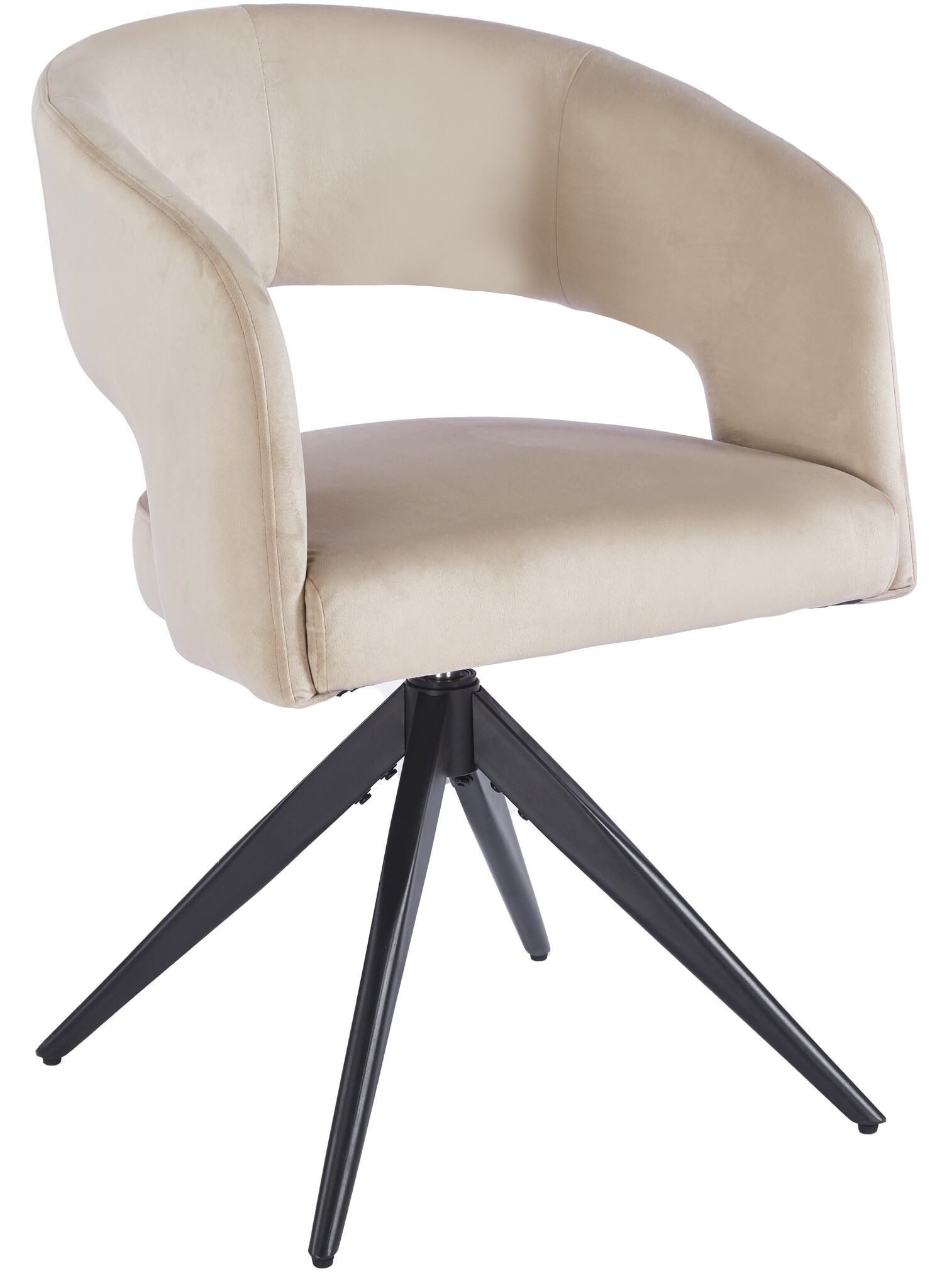 Eetkamerstoel Vigo Taupe velvet  - zwart - draai