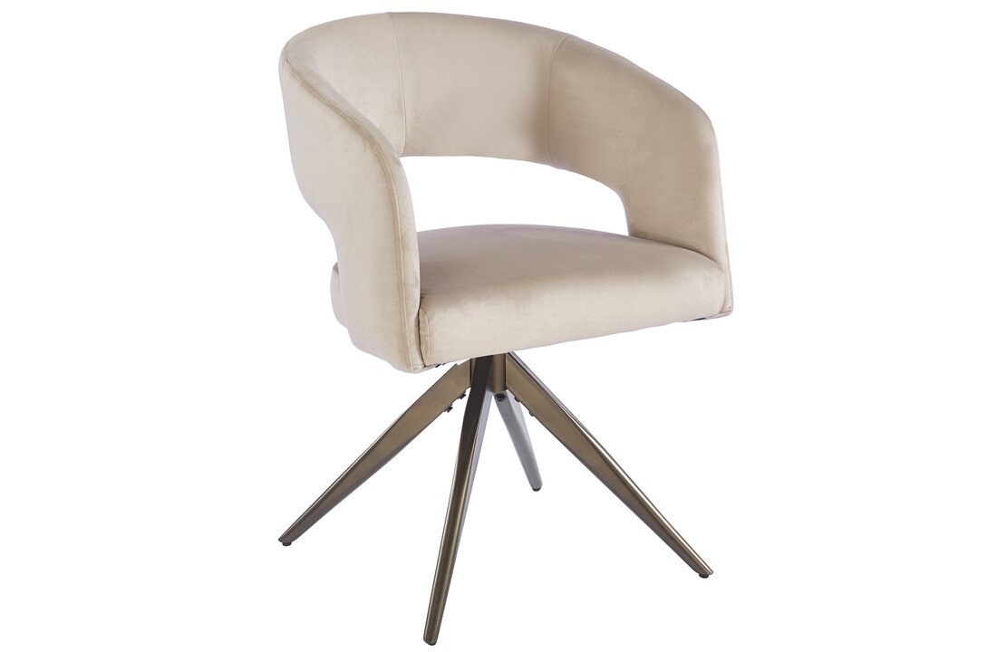 Eetkamerstoel Vigo Taupe velvet - bruin - draai