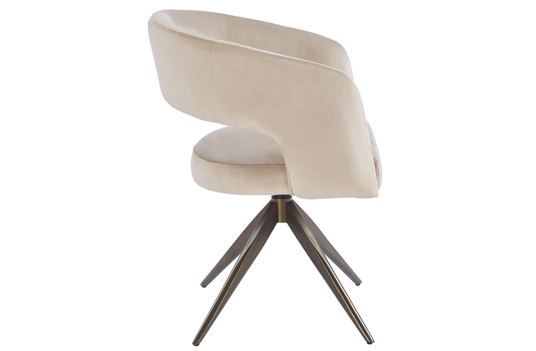 Eetkamerstoel Vigo Taupe velvet - bruin - draai