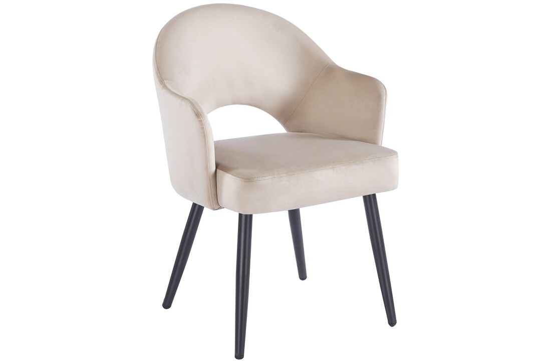 Eetkamerstoel Fuento Taupe velvet  - zwart - vast - Pocketvering