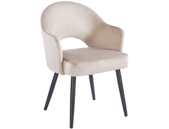 Eetkamerstoel Fuento Taupe velvet  - zwart - vast - Pocketvering