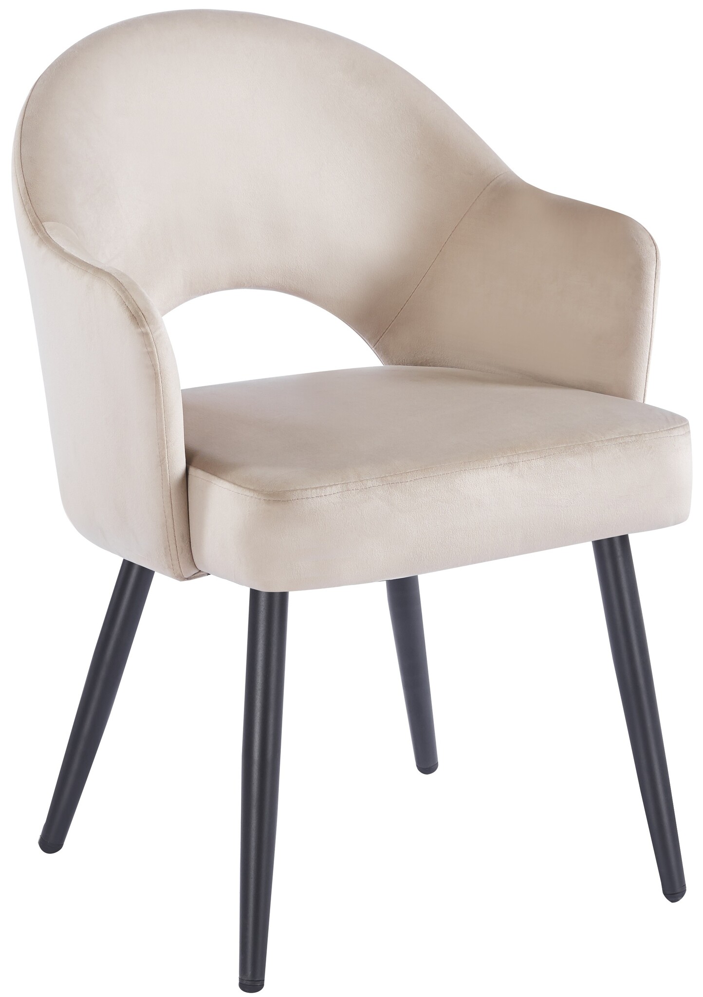 Eetkamerstoel Fuento Taupe velvet  - zwart - vast - Pocketvering