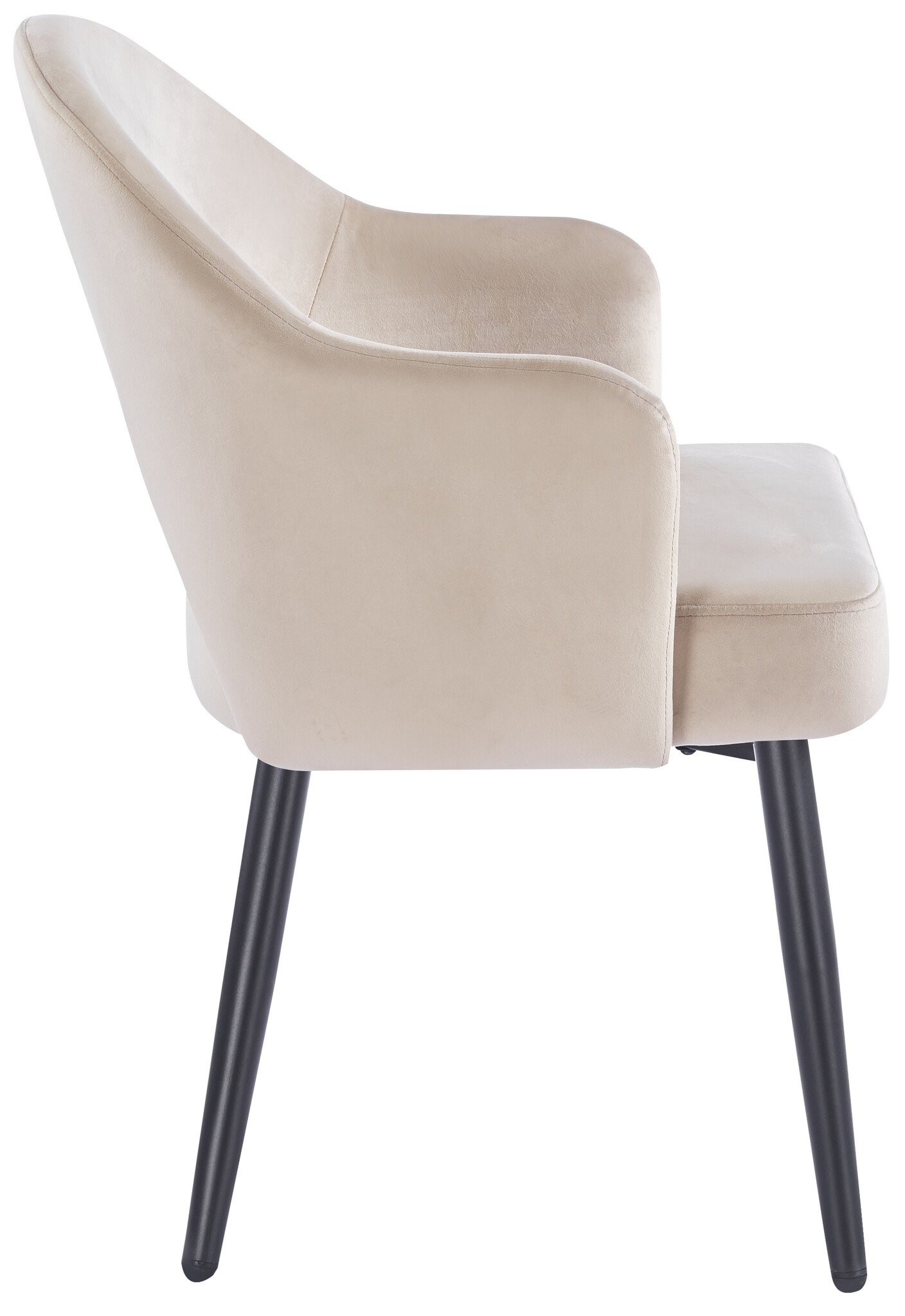 Eetkamerstoel Fuento Taupe velvet  - zwart - vast - Pocketvering