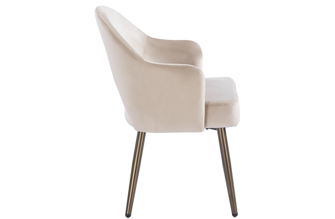 Eetkamerstoel Fuento Taupe velvet - bruin - vast - Pocketvering