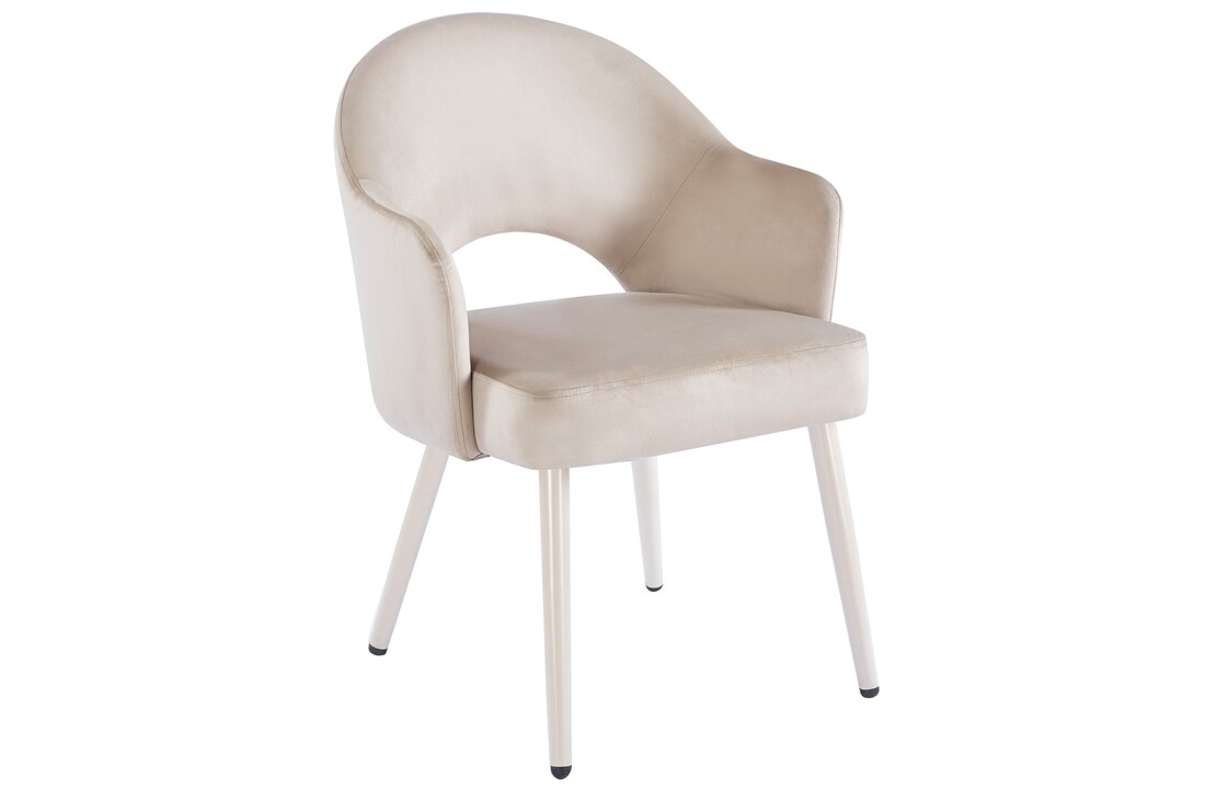 Eetkamerstoel Fuento Taupe velvet - beige - vast - Pocketvering