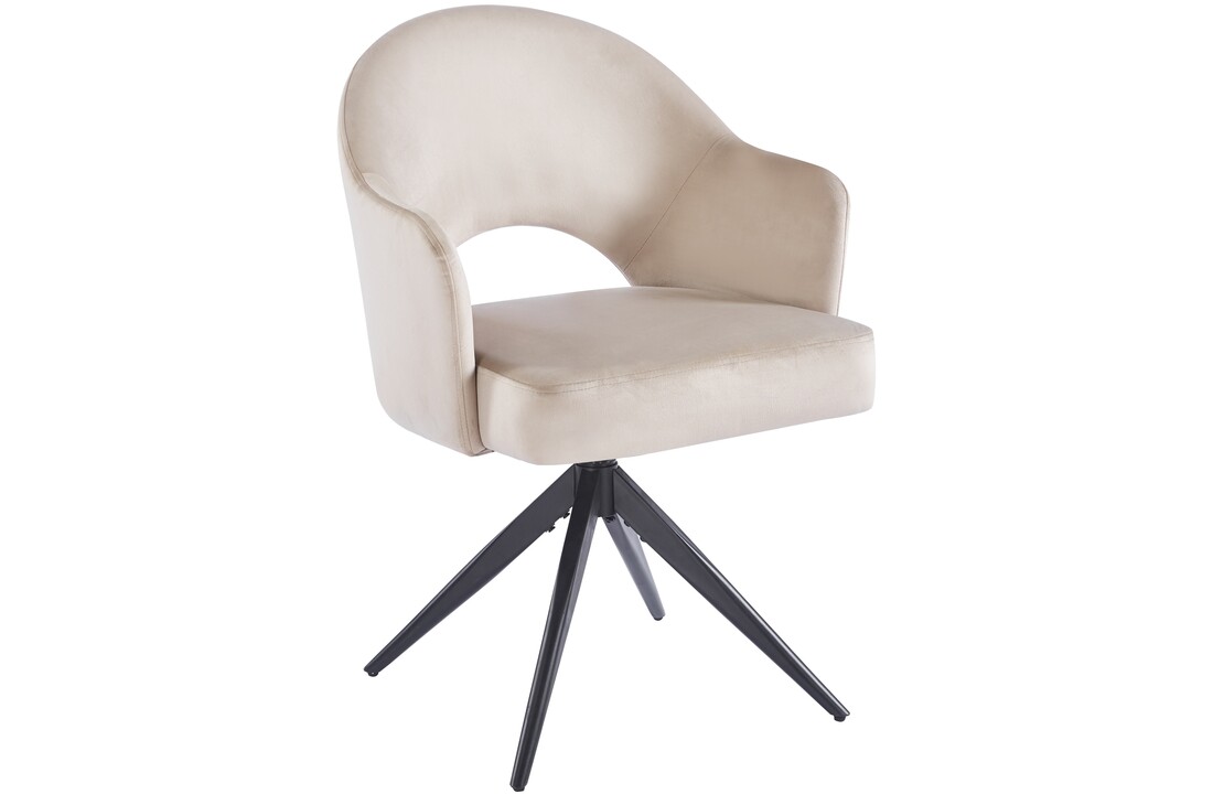 Eetkamerstoel Fuento Taupe velvet - zwart - draai - Pocketvering