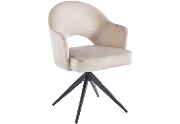 Eetkamerstoel Fuento Taupe velvet  - zwart - draai - Pocketvering