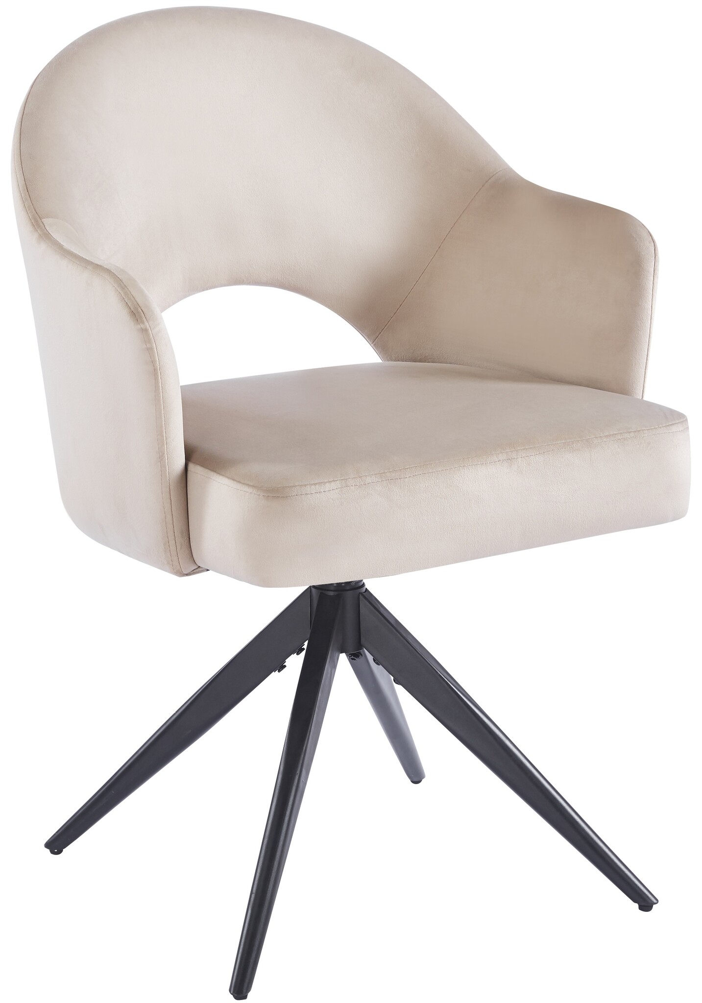 Eetkamerstoel Fuento Taupe velvet - zwart - draai - Pocketvering