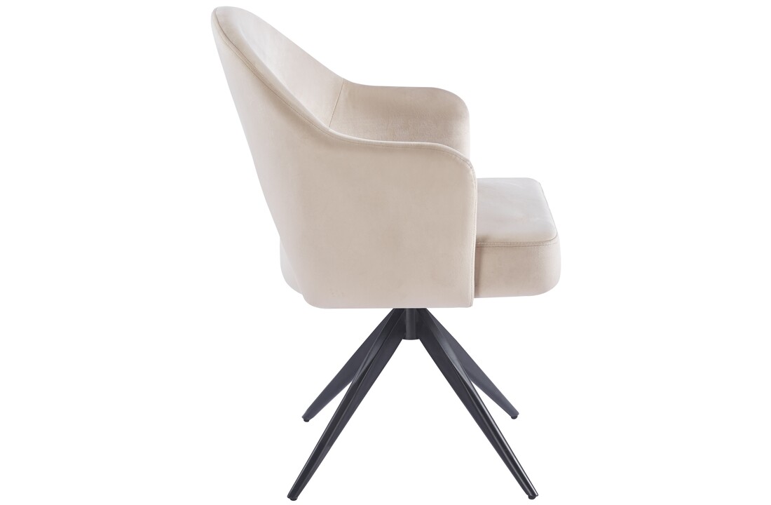 Eetkamerstoel Fuento Taupe velvet - zwart - draai - Pocketvering
