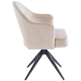 Eetkamerstoel Fuento Taupe velvet  - zwart - draai - Pocketvering