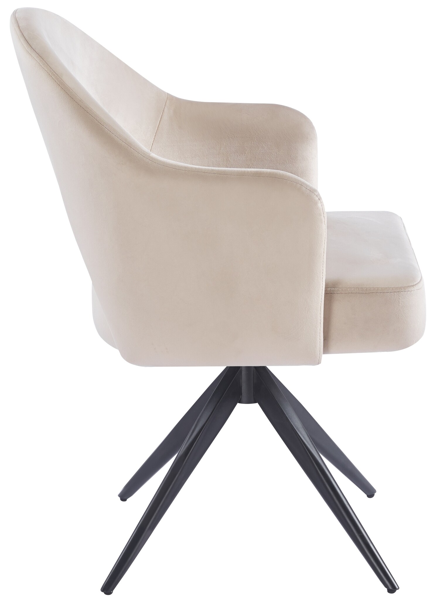 Eetkamerstoel Fuento Taupe velvet - zwart - draai - Pocketvering