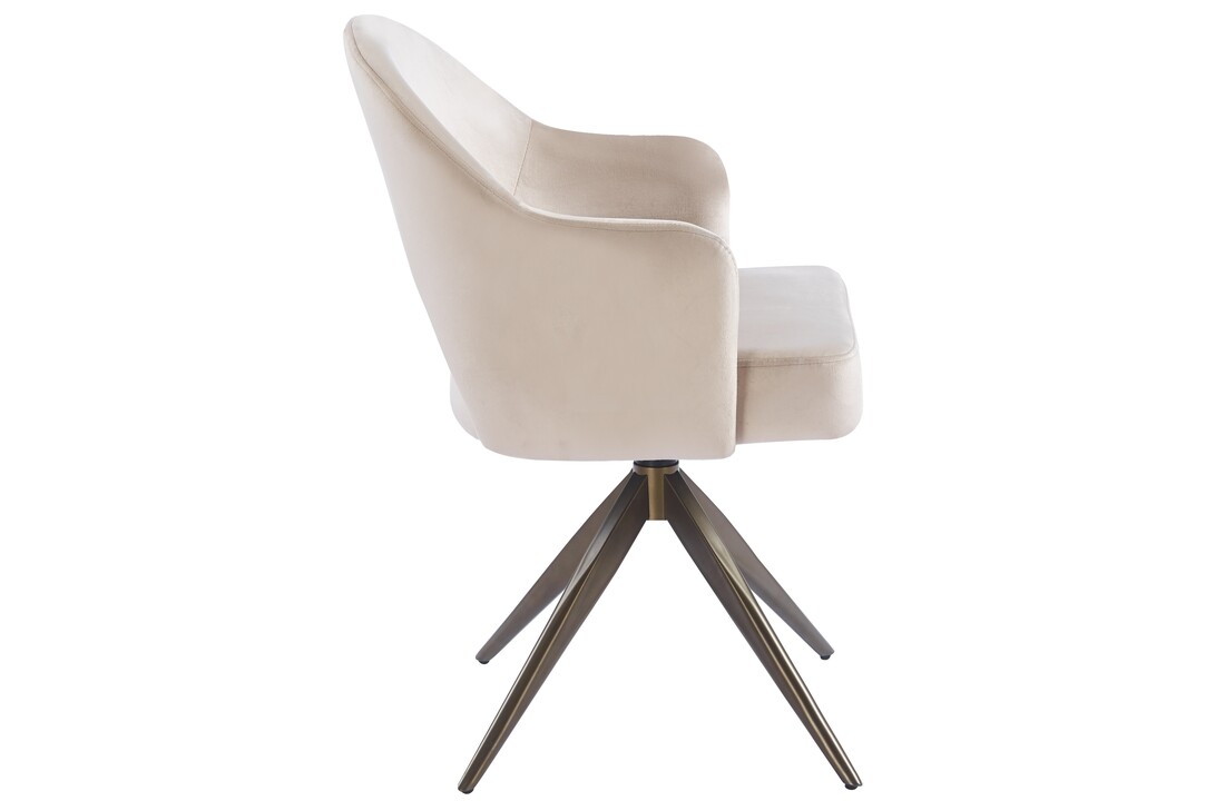 Eetkamerstoel Fuento Taupe velvet - bruin - draai - Pocketvering