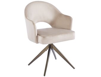 Eetkamerstoel Fuento Taupe velvet - bruin - draai - Pocketvering