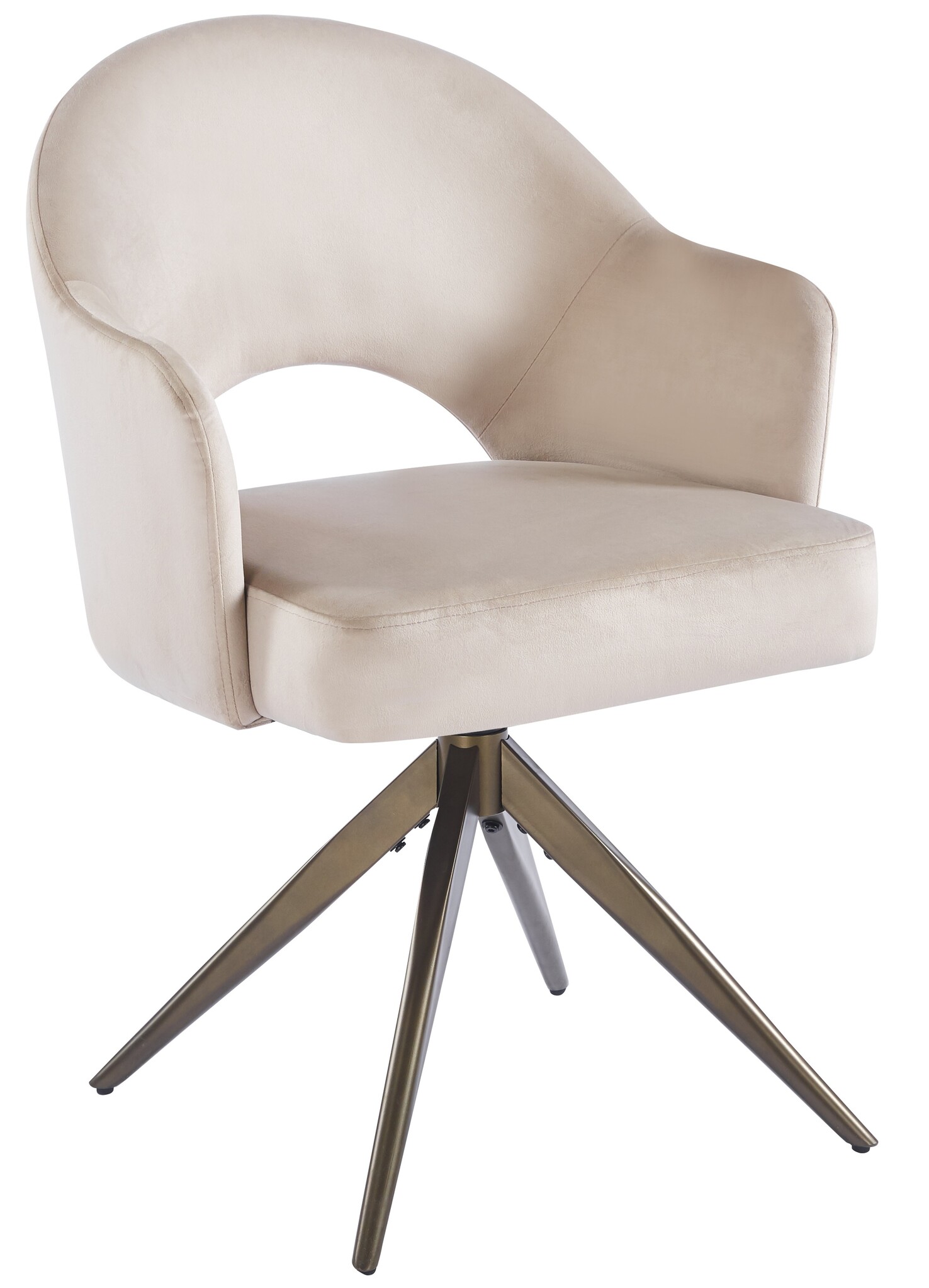 Eetkamerstoel Fuento Taupe velvet - bruin - draai - Pocketvering