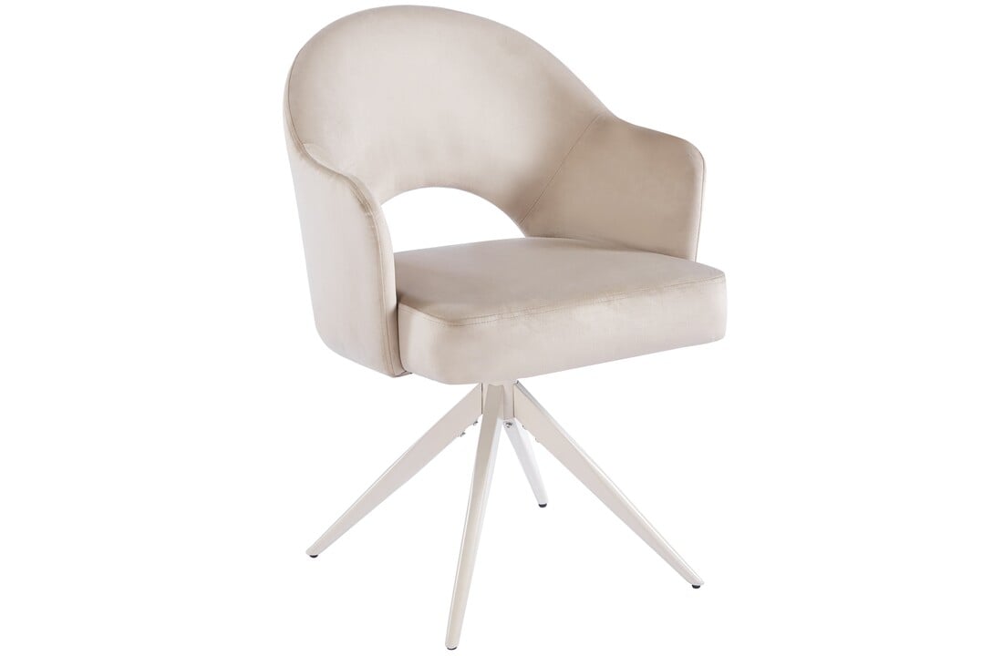 Eetkamerstoel Fuento Taupe velvet - beige - draai - Pocketvering