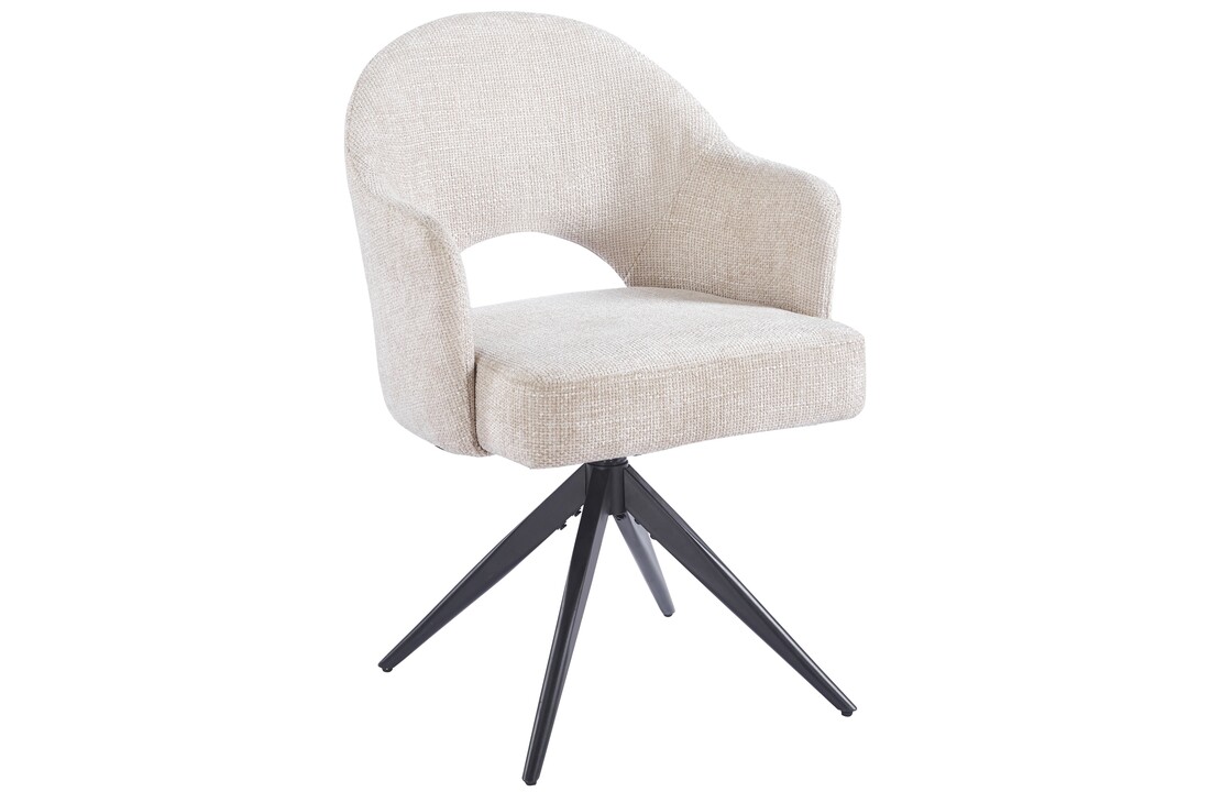 Eetkamerstoel Fuento Renegade Natural 01 - zwart - draai - Pocketvering