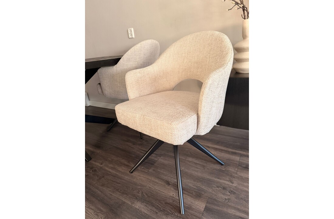 Eetkamerstoel Fuento Renegade Natural 01 - zwart - draai - Pocketvering