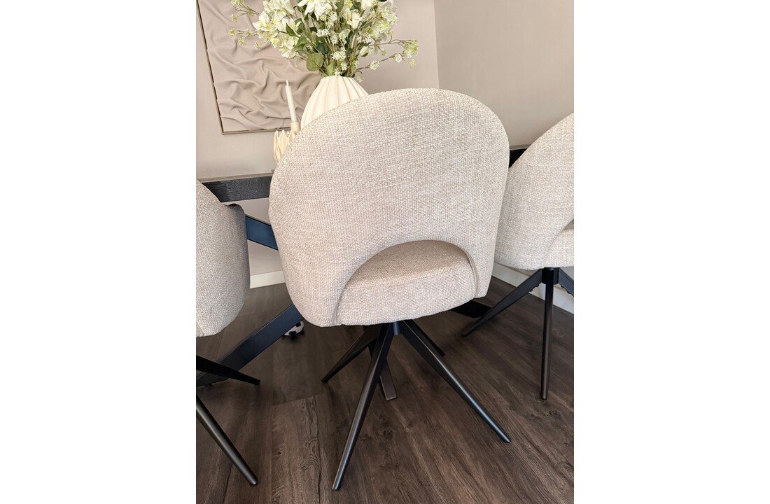 Eetkamerstoel Fuento Renegade Natural 01 - zwart - draai - Pocketvering