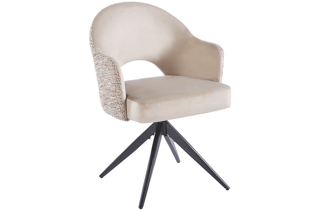 Eetkamerstoel Fuento Velvet/Be Trendy - zwart - draai - Pocketvering