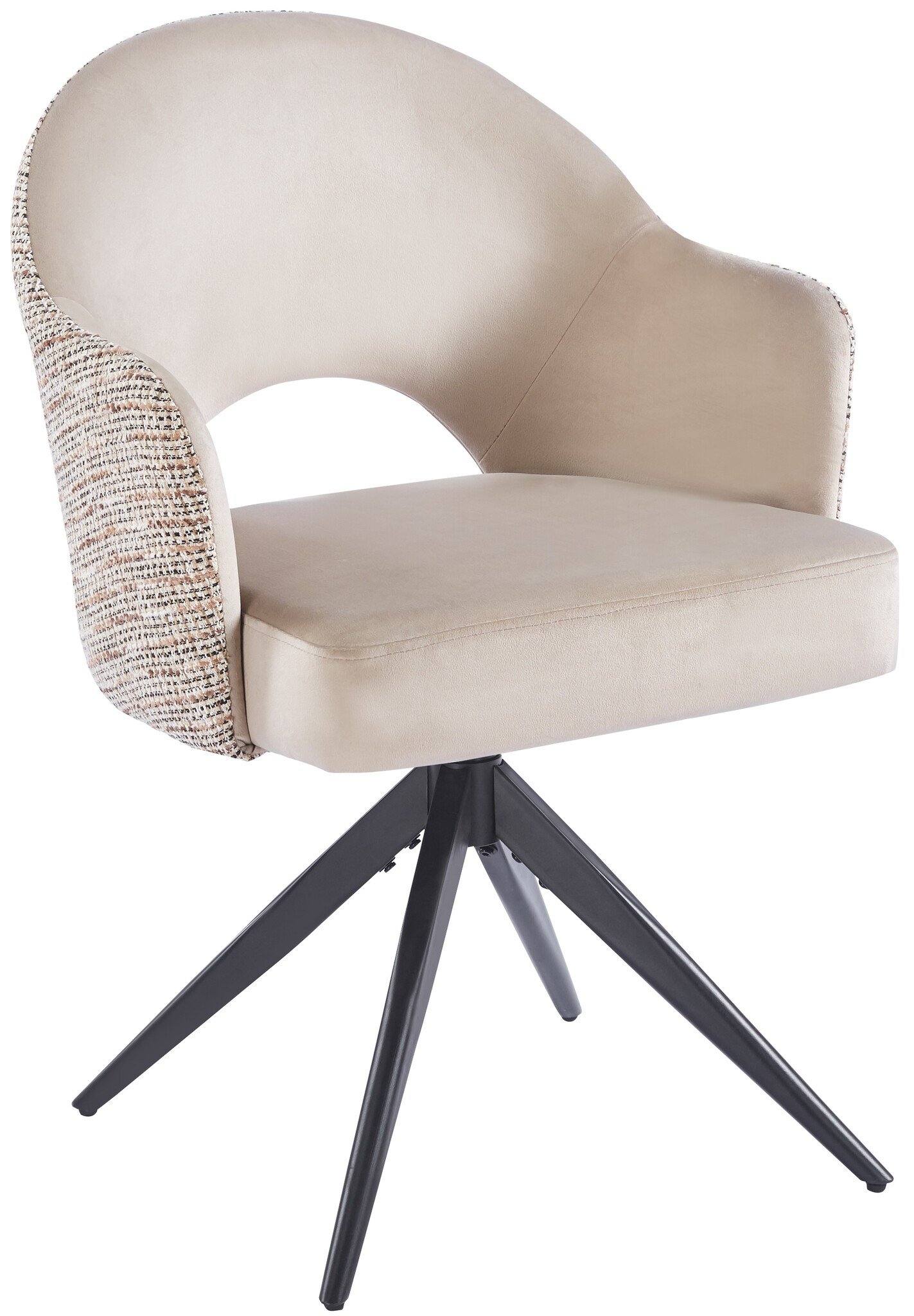 Eetkamerstoel Fuento Velvet/Be Trendy - zwart - draai - Pocketvering