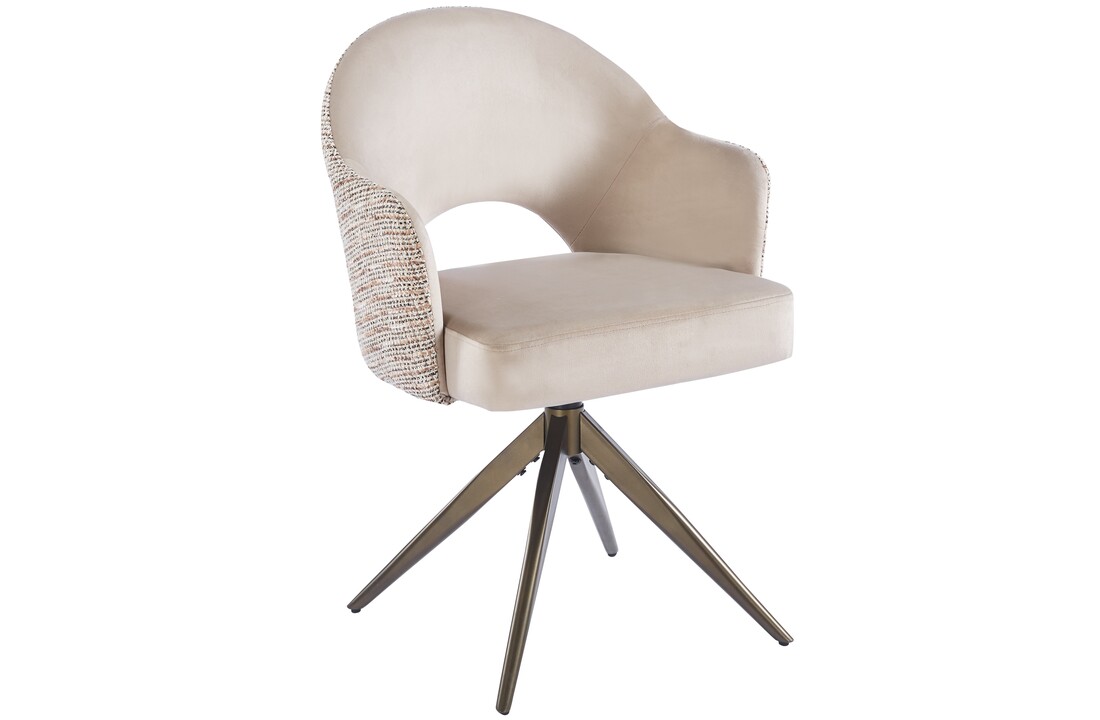 Eetkamerstoel Fuento Velvet/Be Trendy - bruin - draai - Pocketvering