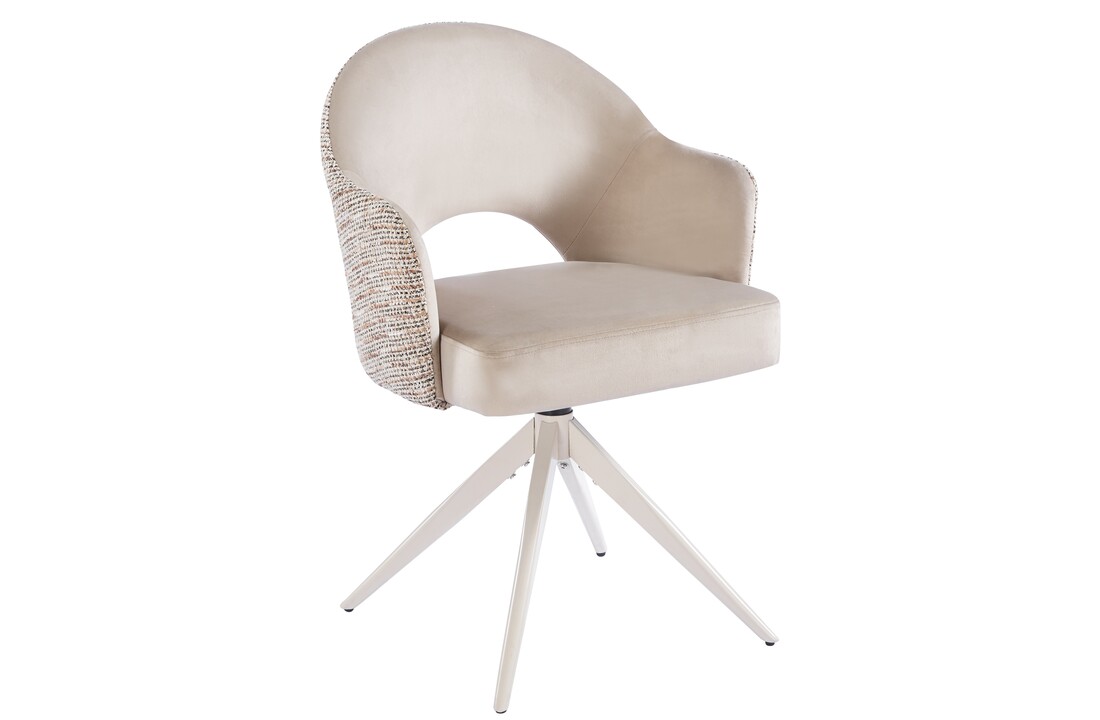 Eetkamerstoel Fuento Velvet/Be Trendy - beige - draai - Pocketvering
