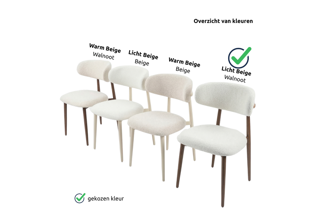 Eetkamerstoel Sofia - Licht Beige - Walnoot - Japandi
