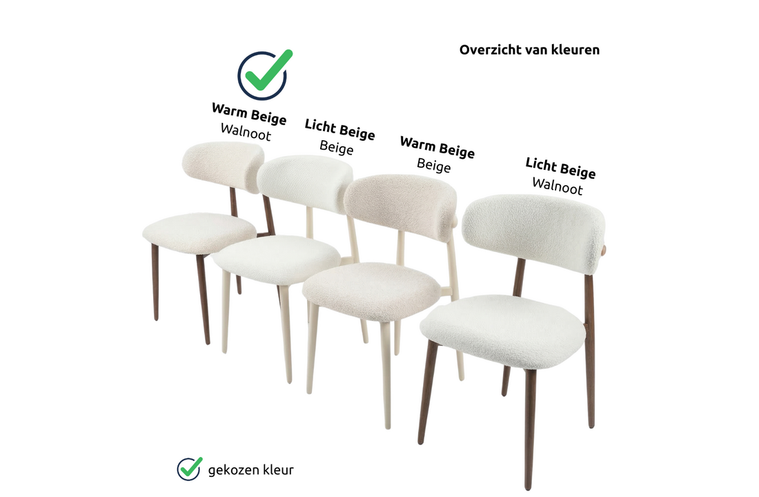 Eetkamerstoel Sofia - Warm Beige - Walnoot