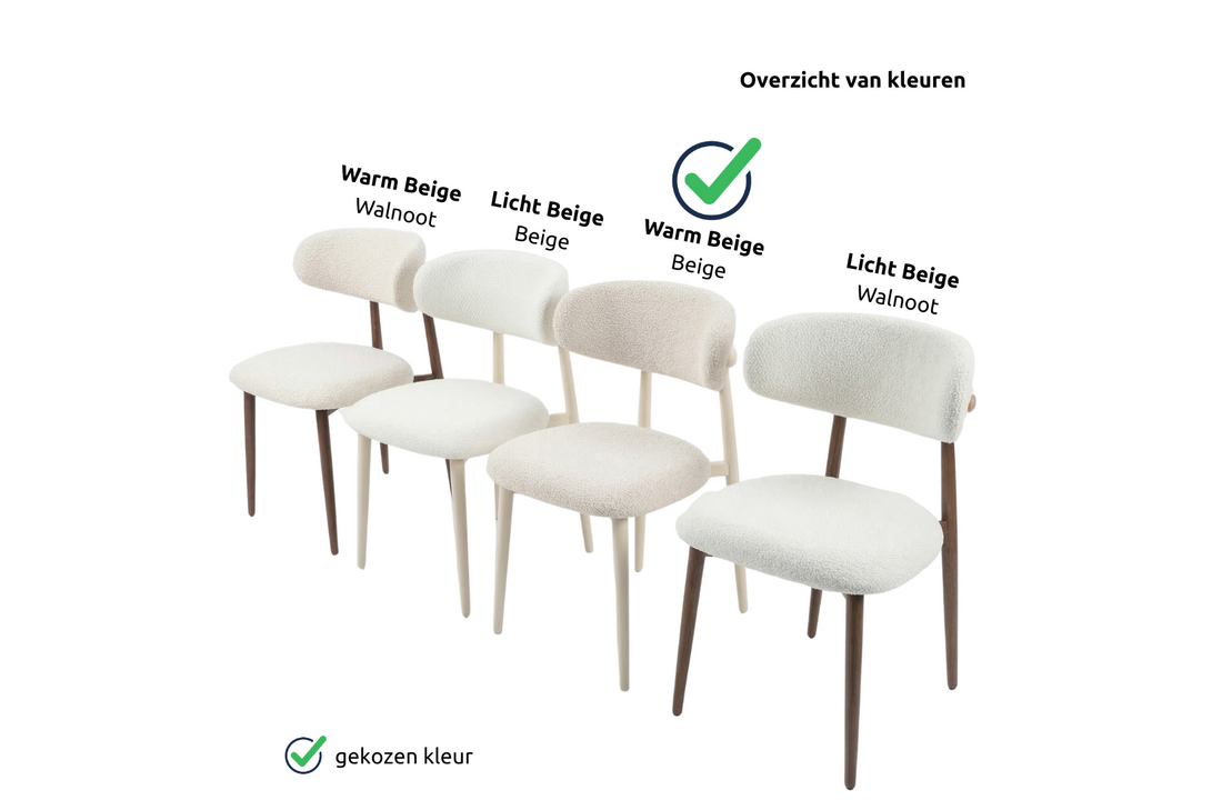Eetkamerstoel Sofia - Warm Beige - Beige - Japandi