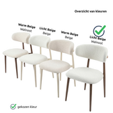 Barkruk Sofia - Licht Beige - Walnoot - Japandi