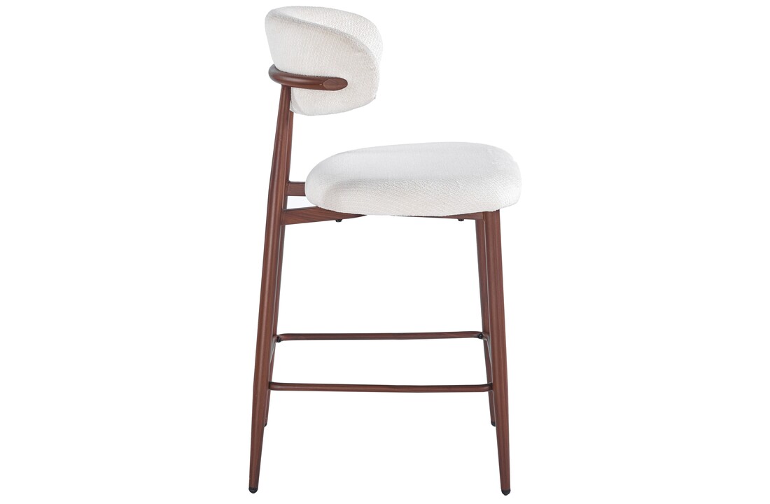 Barkruk Sofia - Licht Beige - Walnoot - Japandi