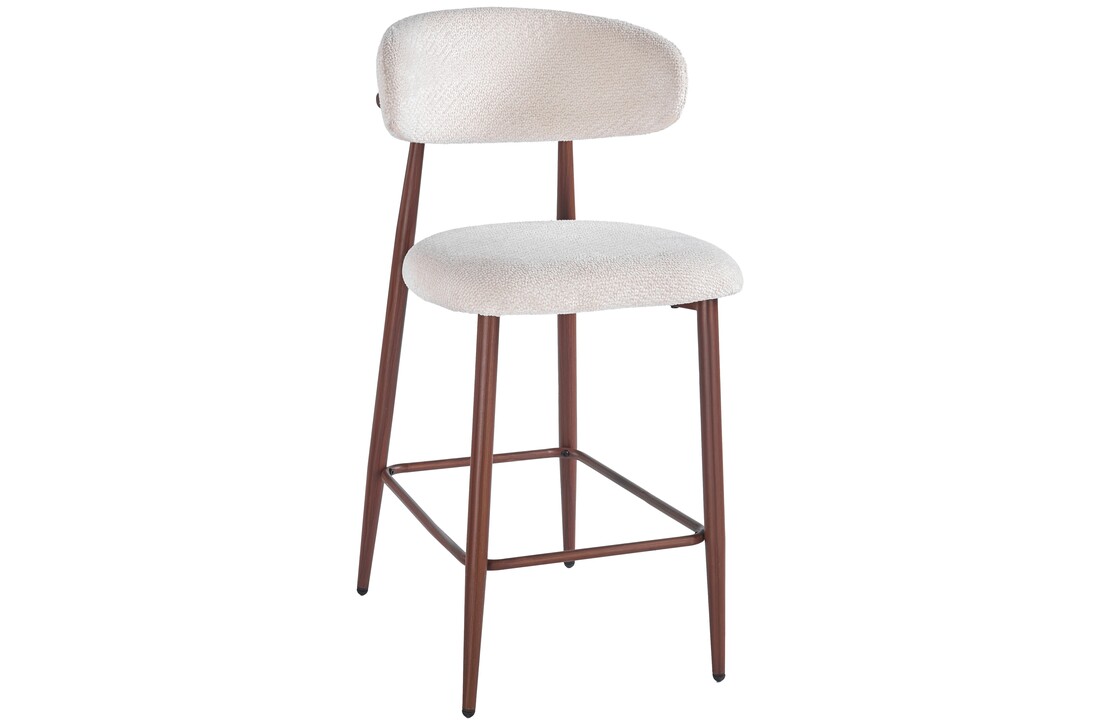 Barkruk Sofia - Warm Beige - Walnoot - Japandi