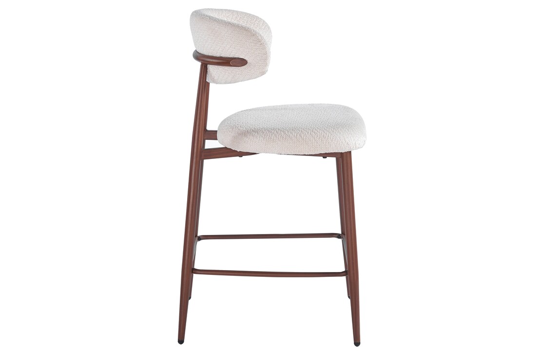 Barkruk Sofia - Warm Beige - Walnoot - Japandi