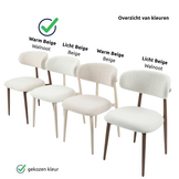 Barkruk Sofia - Warm Beige - Walnoot - Japandi