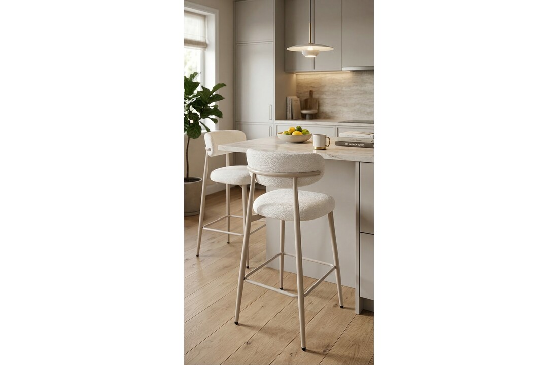 Barkruk Sofia - Licht Beige - Beige - Japandi